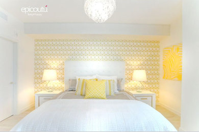 Trendy bedroom photo in Miami