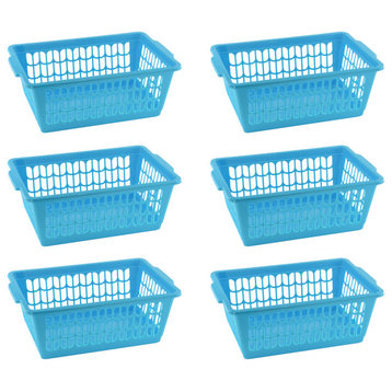 Small Plastic Storage Organizing Basket, Pack of 6, 32-1188-6, Blue