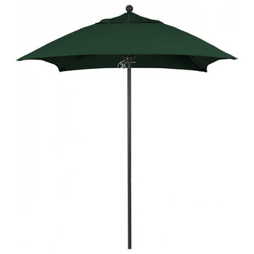 6' Patio Umbrella Black Pole Fiberglass Rib Push Lift Sunbrella, Forest Green
