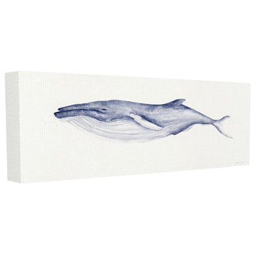Humpback Whale Watercolor Illustration Stretched Canvas Wall Art, 10"x24"