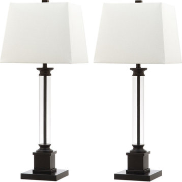 Davis Table Lamp (Set of 2) - White Shade, Clear, Black Base