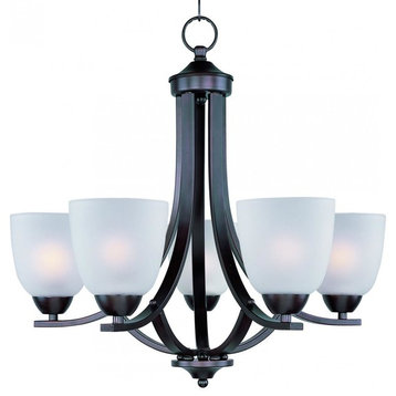 Five Light Oil Rubbed Bronze Frosted Glass Up Chandelier