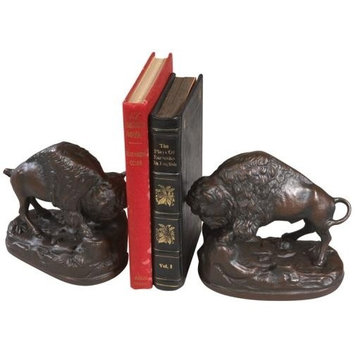 Bookends Bookend AMERICAN WEST Lodge Full Buffalo Resin Hand-Painted