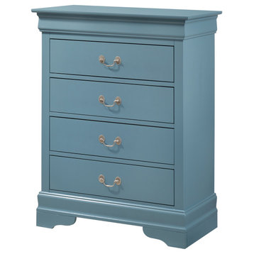 Louis Phillipe Teal 4 Drawer Chest of Drawers, 31, L. X 16, W. X 41, H.