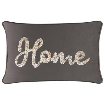 Sparkles Home Shell Home Pillow - 14x20" - Charcoal Velvet