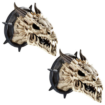 Horned Dragon Skull Set of 2