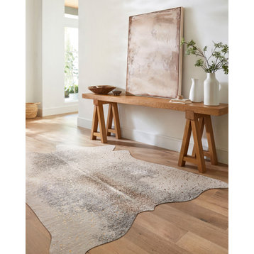 Faux Cowhide Bryce Rug, Pewter/Gold by Loloi, 5'x6'6"