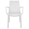 Kent Modern Stackable Outdoor Dining Arm Chair, White