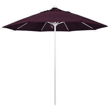 9' Matted White Push Lift Fiberglass Rib Aluminum Umbrella, Pacifica, Purple