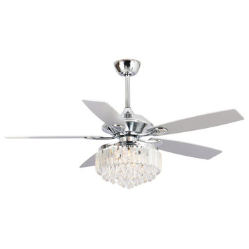 52in 5 Blades  Crystal Ceiling Fan in Chrome with  Remote Control