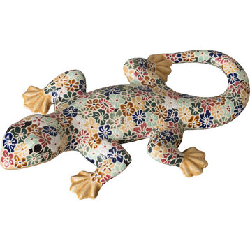 Ceramic Gecko Statue, Multi-Color