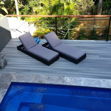 Pool, deck, water feature and balustrade