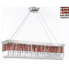 Rectangular Chandelier Trimmed With Red Crystal