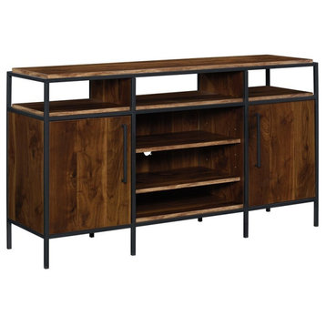 Pemberly Row 65" Engineered Wood and Metal TV Stand in Grand Walnut