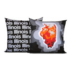 Illinois Map Pillow, Charcoal - Decorative Pillows