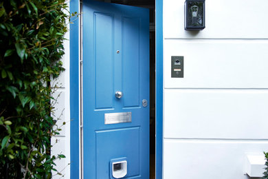 Blue security door for private residence