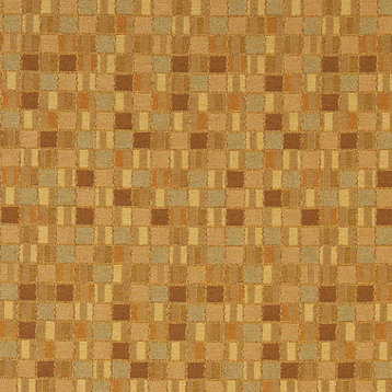 Gold Small Scale Geometric Boxes Contract Grade Upholstery Fabric By The Yard