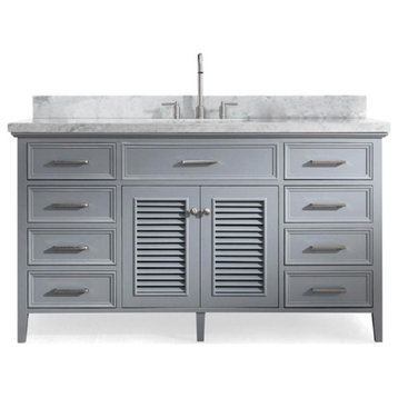 Ariel Kensington 61" Traditional Single Sink Vanity, Gray
