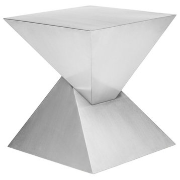 Giza Stainless Steel Side Table by Nuevo, Brushed Stainless