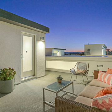 Orange Pillows on Los Angeles Rooftop Deck