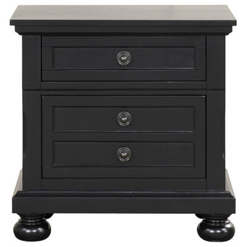 Meade 2-Drawer Nightstand (28 in. H x 26 in. W x 18.5 in. D), Black