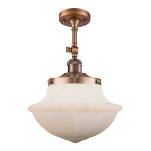 Innovations 201F-AC-G531-LED 1 Light Vintage Dimmable LED Semi-Flush Mount Antique Copper