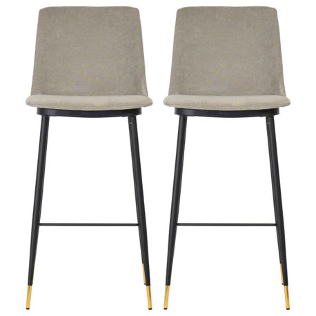 Evora Velvet Counter Stool, Set of 2, Gray