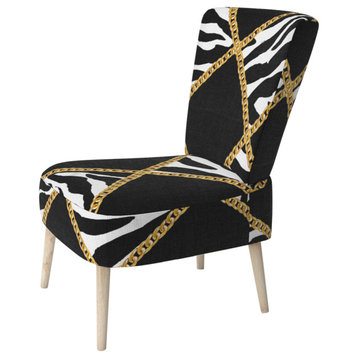 Gold Chain Zebra Geometric Chair, Side Chair