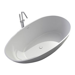 ADM Bathroom Design - ADM Oval Freestanding Bathtub, White, 70" - Bathtubs