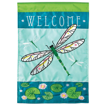 Flag  Double Applique  Welcome Dragonfly Polyester Large