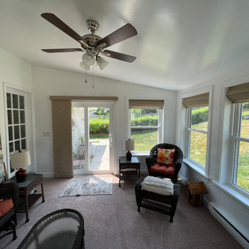Classic Roman Shades Before and After in a Sunroom