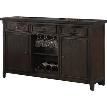 Best Master Furniture 55" Traditional Solid Wood Server in Dark Brown