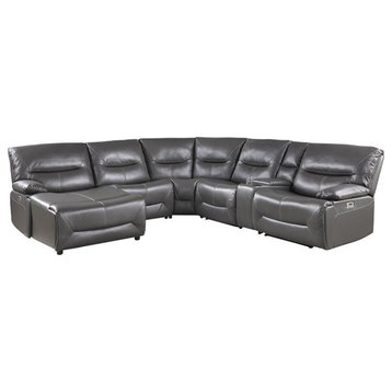 Lexicon Dyersburg 6-Piece LCRRPW Power Reclining Sectional Set in Gray