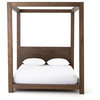 89.5" Macario Canopy Bed Oak Shale Grey On Veneer Modern Artisan Design