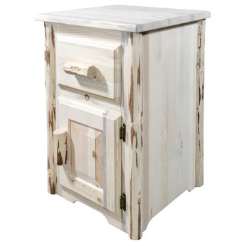 Montana End Table with Drawer & Door, Right Hinged, Ready to Finish