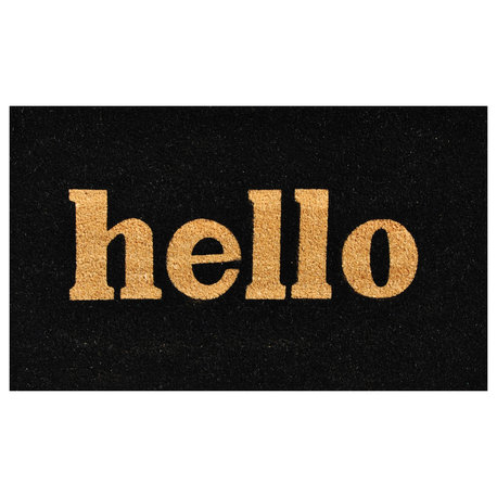 Hello Doormat Black/Natural Block, 24"x36"