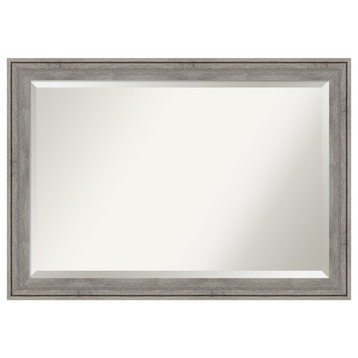 Regis Barnwood Grey Beveled Wood Bathroom Wall Mirror - 40.5 x 28.5 in.