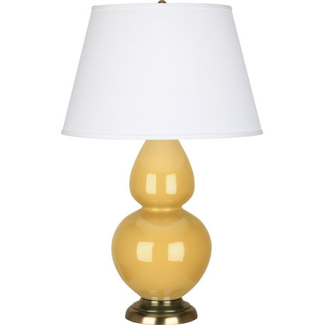 Robert Abbey Double Gourd Table Lamp, Sunset Yellow/Antique Brass, Pearl - SU20X