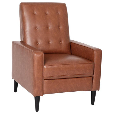 Ezra Mid-Century Modern LeatherSoft Upholstered Button Tufted Pushback...
