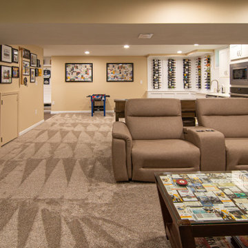 Basement Any Sports Fan Would Love Including Kitchenette for Entertaining