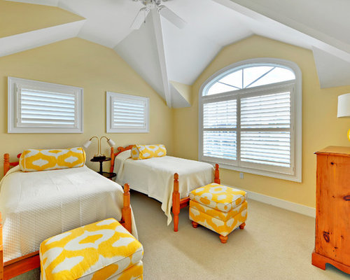 Beach Style Bedroom Design Ideas, Remodels & Photos with Yellow Walls | Houzz