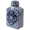 9" Blue and White Oriental Rectangular Tea Jar