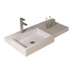 ADM Bathroom Design - ADM Rectangular Wall Mounted Sink, White, 35", Matte White - Bathroom Sinks