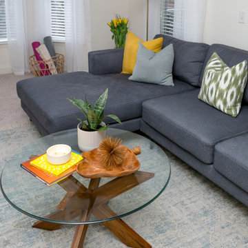 Caribbean inspired Mid Century Modern Living Room