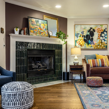 Whimsical Green Kitchen & Living Room Renovation