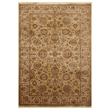 4'1''x5'11'' Hand Knotted Wool 300 KPSI Oriental Area Rug Tan Color