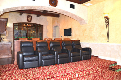 Inspiration for a traditional home theatre in Tampa.