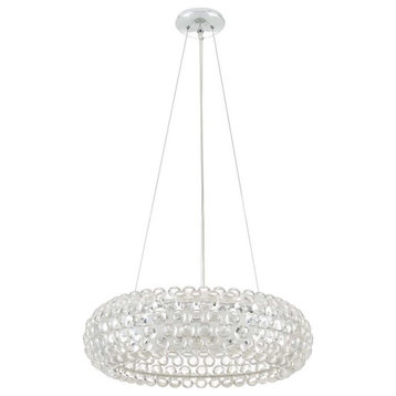 Modway Halo 3-Light Glass & Steel Chandelier in Chrome Finish