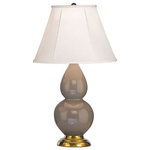 Robert Abbey - Robert Abbey 1768X Small Double Gourd - One Light Table Lamp - Shade Included: TRUE  Cord Color: BlackSmall Double Gourd One Light Table Lamp Smoky Taupe Glazed Pearl Dupoini Fabric Shade *UL Approved: YES *Energy Star Qualified: n/a  *ADA Certified: n/a  *Number of Lights: Lamp: 1-*Wattage:150w E26 Medium Base bulb(s) *Bulb Included:No *Bulb Type:E26 Medium Base *Finish Type:Smoky Taupe Glazed