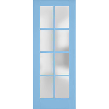 Slab Barn Door 28 x 80, Veregio 7412 Aquamarine & Frosted Glass, Sliding